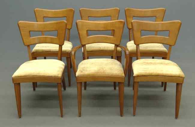 Appraisal: Set of six Heywood Wakefield branded on underside chairs one