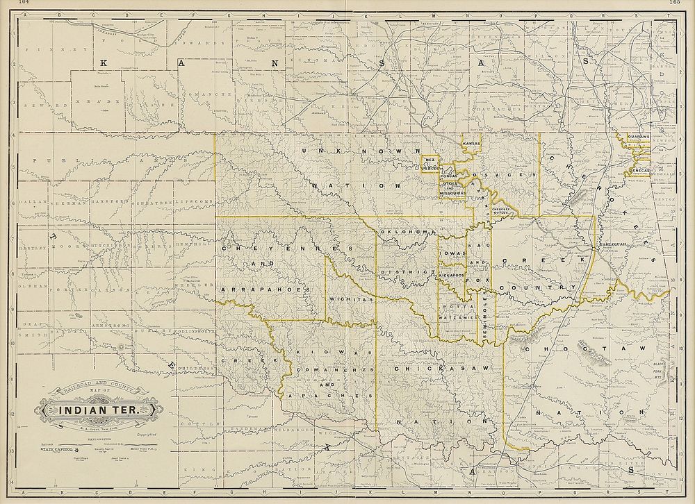 Appraisal: AN ANTIQUE MAP Railroad and County Map of Indian Territory