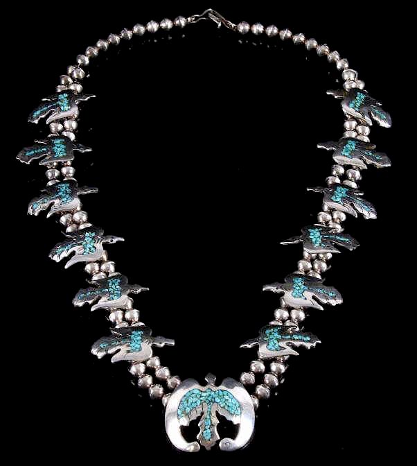 Appraisal: Navajo Water Bird Effigy Charm Necklace Included for bidding in