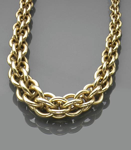 Appraisal: An k gold graduated hollow link necklace Italian length in