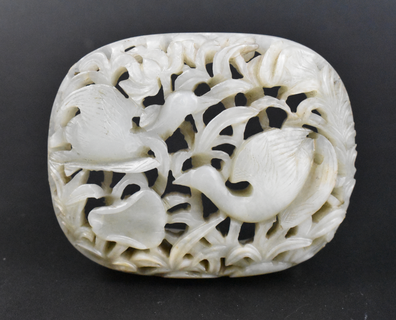 Appraisal: A Chinese jade carving plaque with birds dating from the