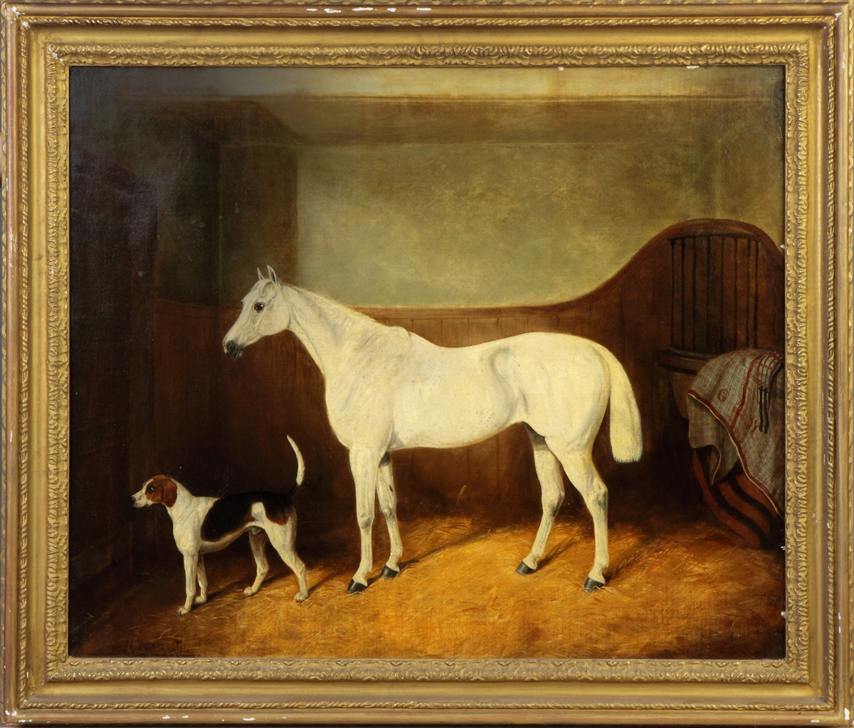 Appraisal: E M Fox White Horse dog Sgn Lower left E