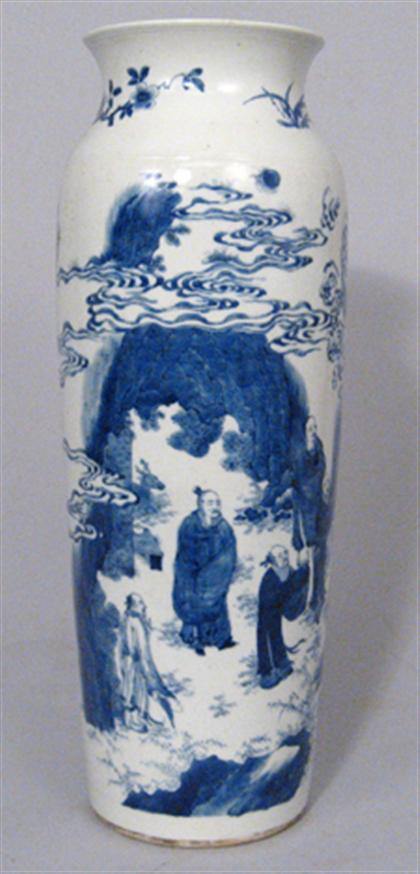 Appraisal: Chinese blue underglazed sleeve vase qing dynasty The flared mouth