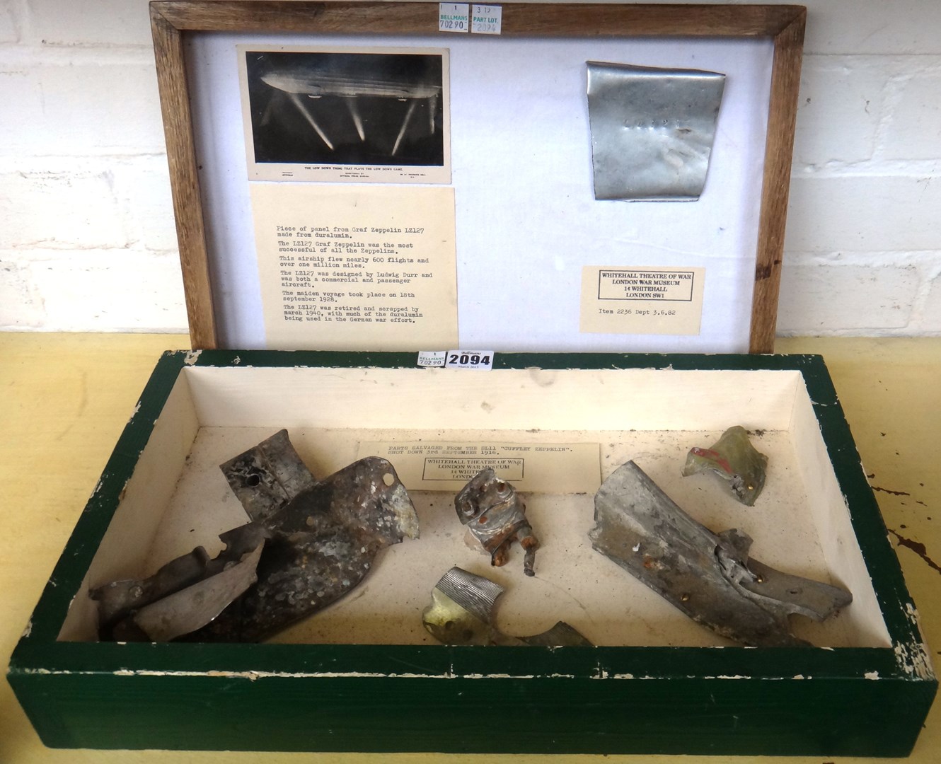 Appraisal: Military interest a collection of metal fragments from The Cuffley