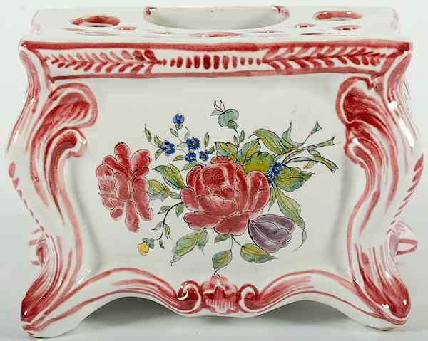 Appraisal: French Fa ence Pot de Fleur French mid- th century