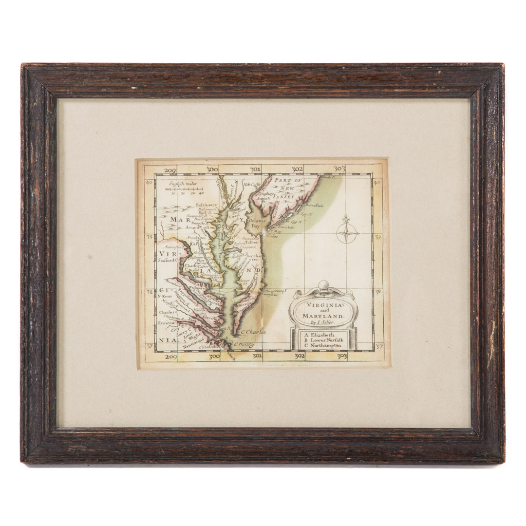 Appraisal: John Seller Virginia and Maryland map English - hand colored