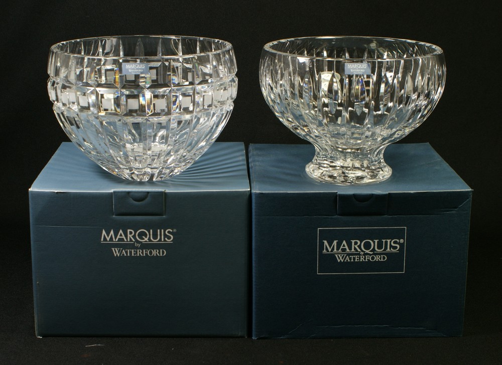 Appraisal: Marquis by Waterford bowls Sheridan and Quadrata with original boxes