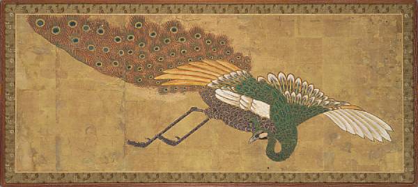 Appraisal: Anonymous th Century Peacock in Flight A single framed panel