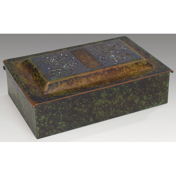 Appraisal: Heintz box sterling on bronze applied design excellent original green