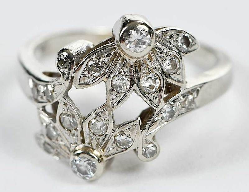 Appraisal: kt Gold Diamond Ring flower design round brilliant diamonds estimated