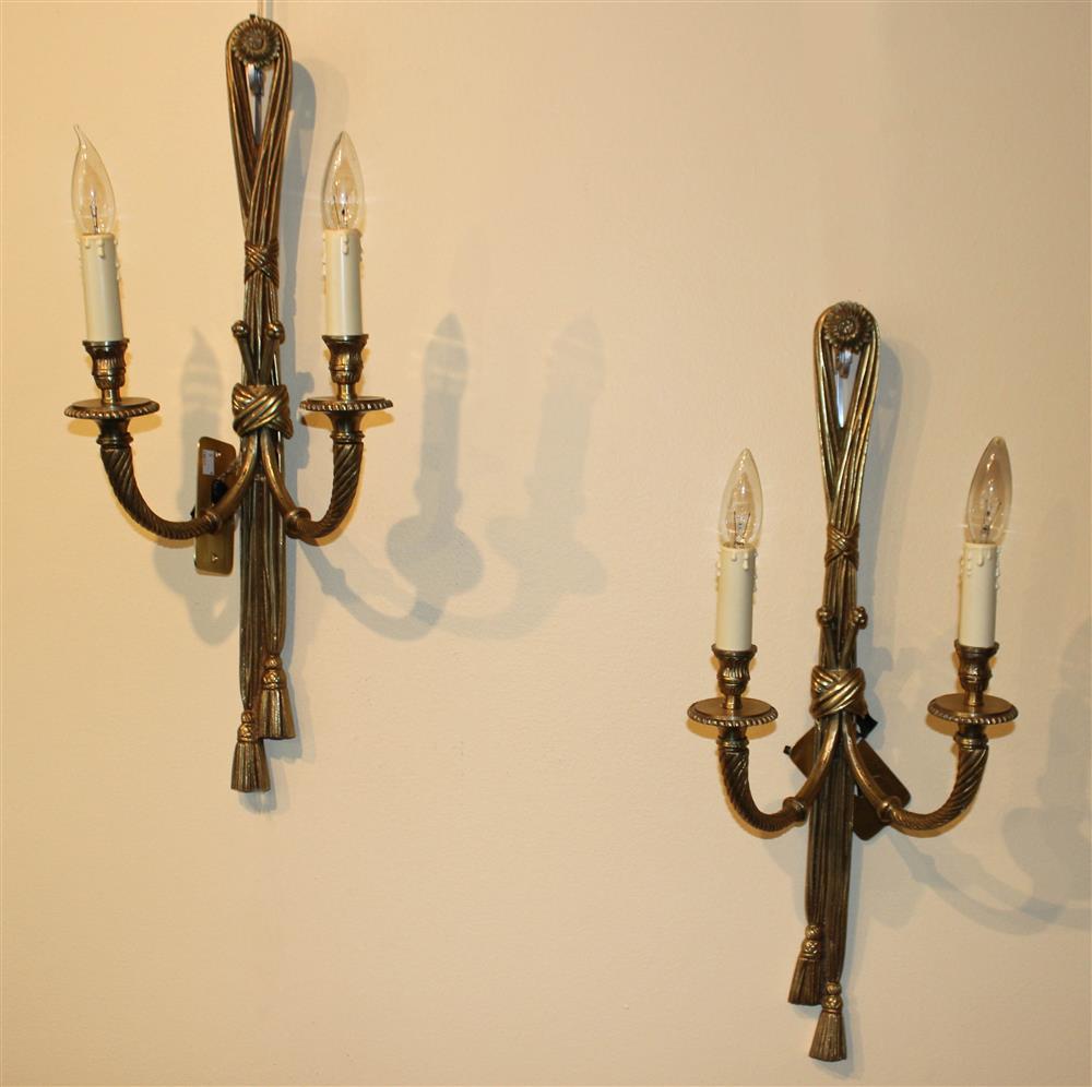 Appraisal: TWO PAIRS OF GILT BRONZE WALL LIGHTS one pair with