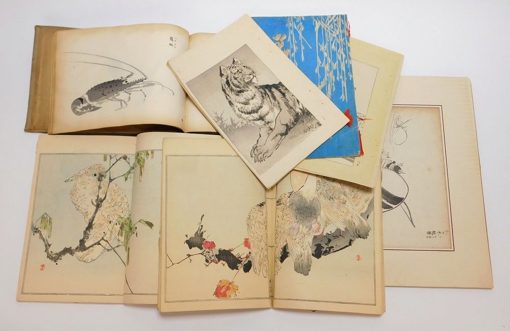 Appraisal: PC Japanese Woodblock Print Books Ink Drawings Japan th- th