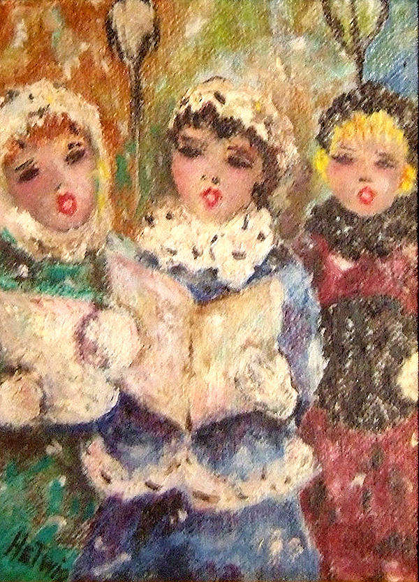 Appraisal: Hetwig American th century Christmas Carolers oil board x signed