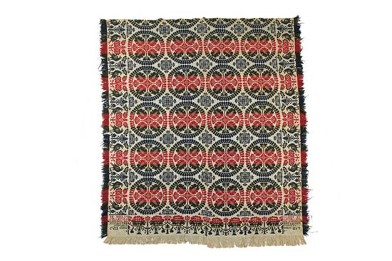 Appraisal: OHIO JACQUARD COVERLET Jacob Saylor North Liberty Knox County wool