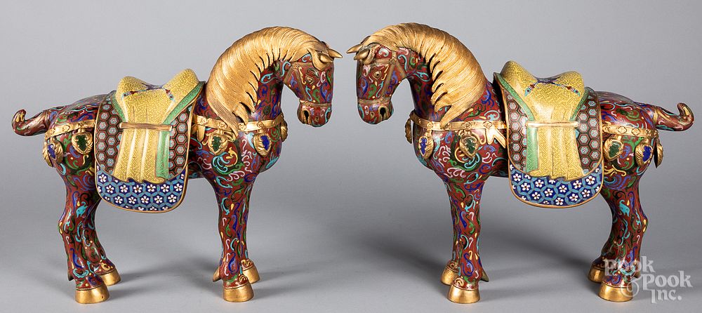 Appraisal: Pair of Chinese cloisonn horses Pair of Chinese cloisonn horses