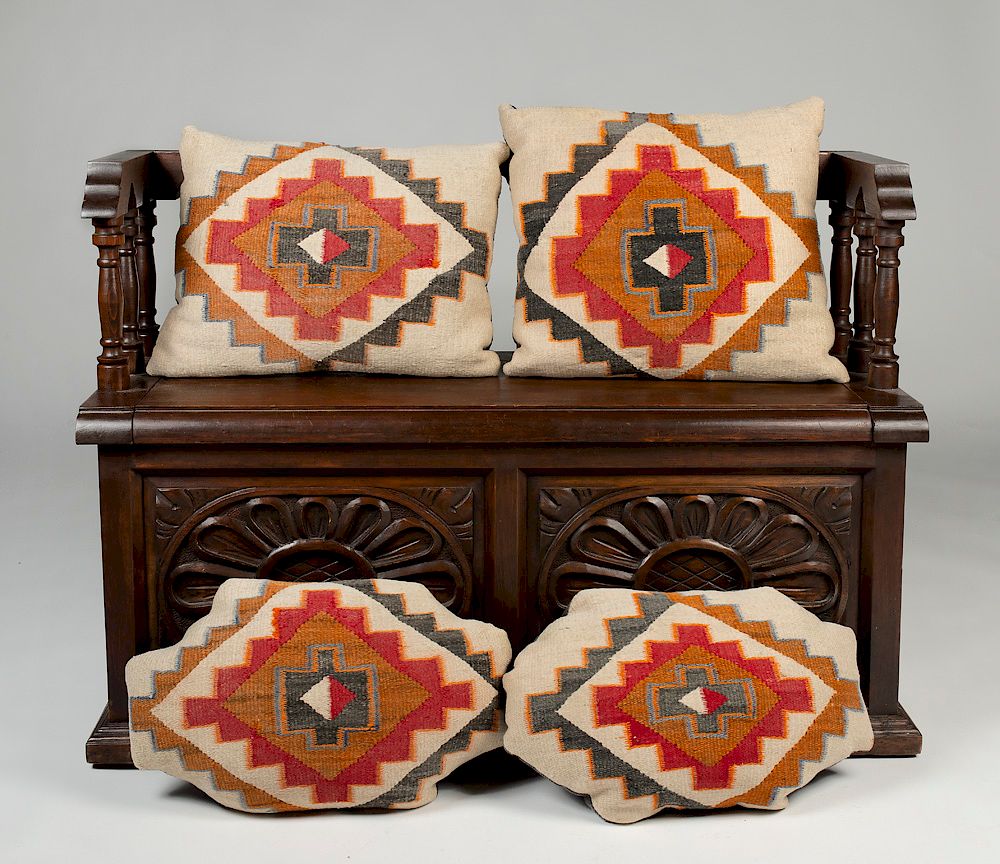 Appraisal: Navajo Four Pillows -Vintage Blanket Remnants Navajo Four Pillows -Vintage