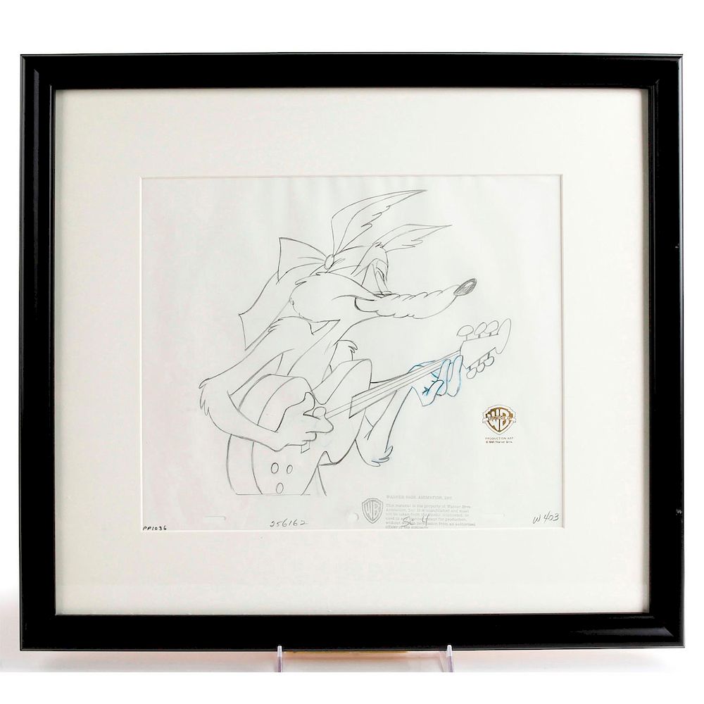 Appraisal: WARNER BROS WILE E COYOTE PRODUCTION PENCIL DRAWING Dated and