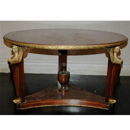 Appraisal: Empire Style Gilt-Bronze Mounted Mahogany Occasional Table Estimate -