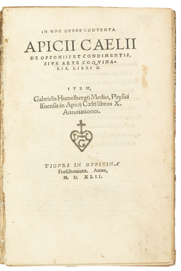 Appraisal: APICIUS CAELIUS attributed to In hoc opere contenta Apicii Caelii