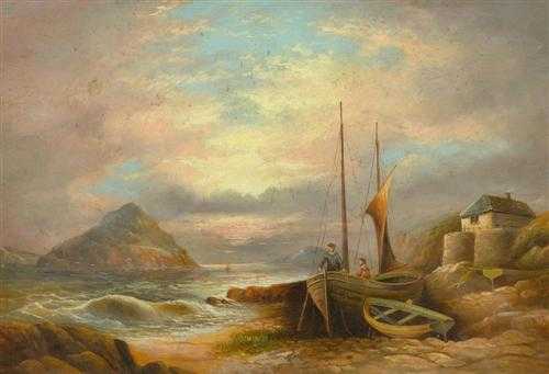 Appraisal: ANONYMOUS ARTIST TH CENTURY Bay with sailing boat Oil on