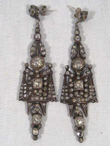 Appraisal: A pair of fine Victorian silver paste set earrings with