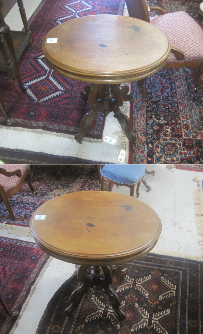 Appraisal: TWO VICTORIAN OVAL-TOP WALNUT TABLES American late th century a