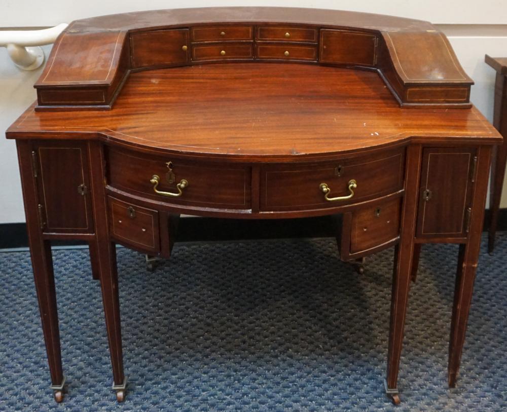 Appraisal: GEORGE III STYLE SATINWOOD INLAID MAHOGANY 'CARLTON HOUSE' DESK X