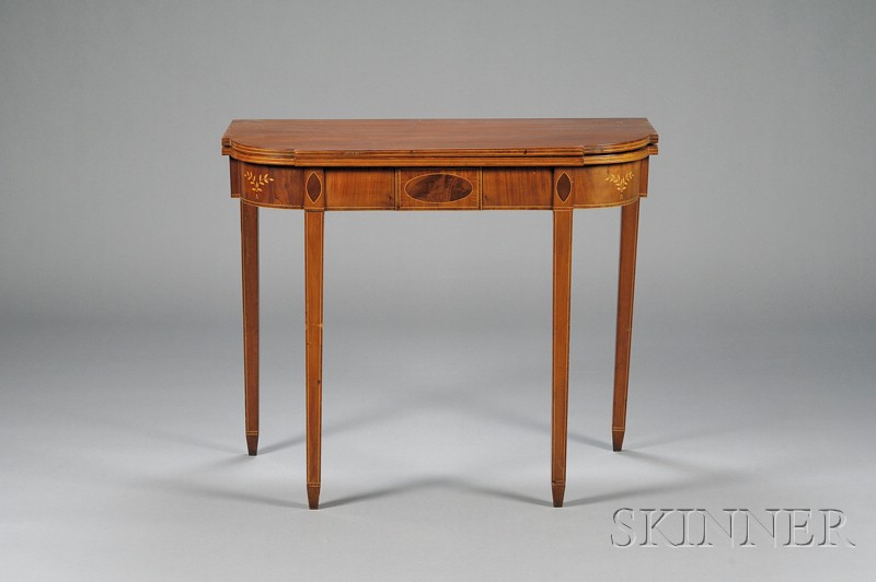 Appraisal: Federal Mahogany Inlaid Card Table probably eastern Massachusetts the top