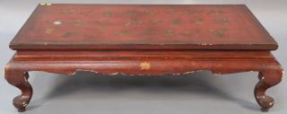 Appraisal: Chinese red lacquer gilt decorated low table th century extensive