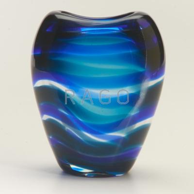 Appraisal: FLORIS MEYDAM LEERDAM Glass vase with blue and green internal