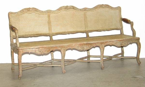 Appraisal: A R gence painted and caned settee second quarter th