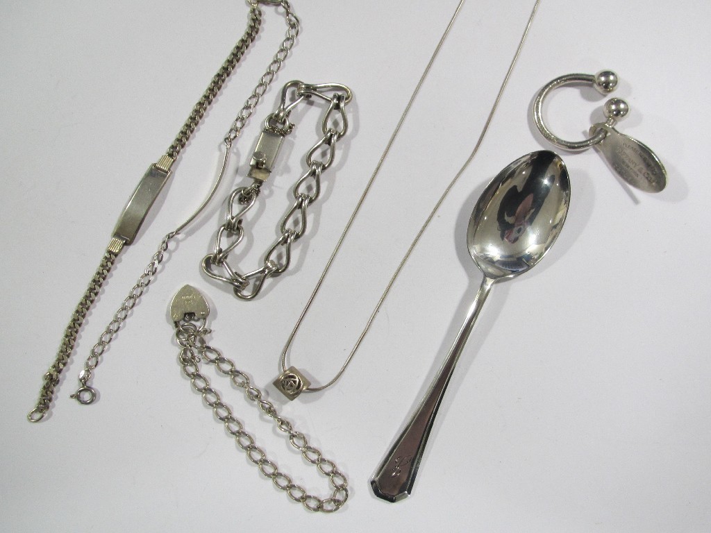 Appraisal: Lot of silver pieces to include a Tiffany key ring