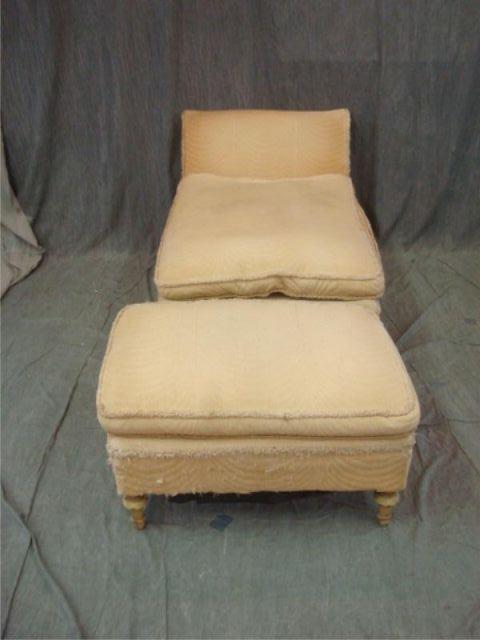 Appraisal: Louis XVI Style Chair and Ottoman As is From a