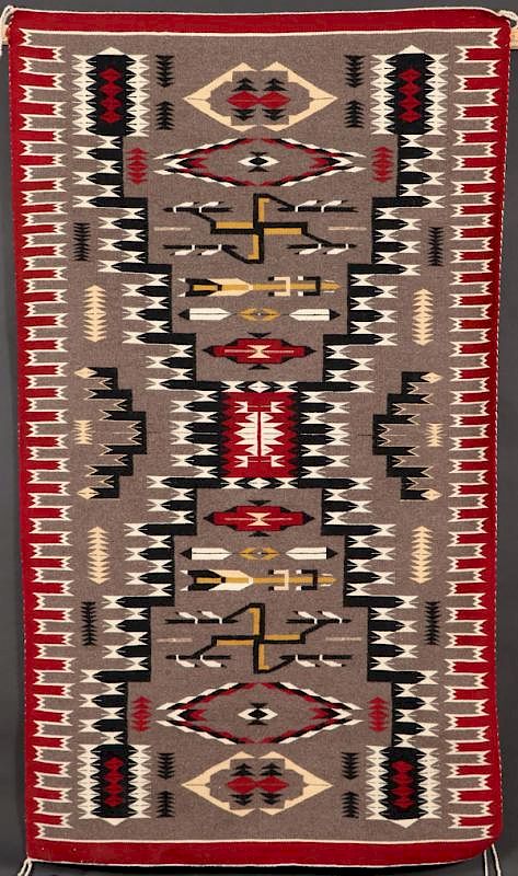 Appraisal: A FINE SOUTHWEST NAVAJO HANDWOVEN WOOL RUG A FINE SOUTHWEST