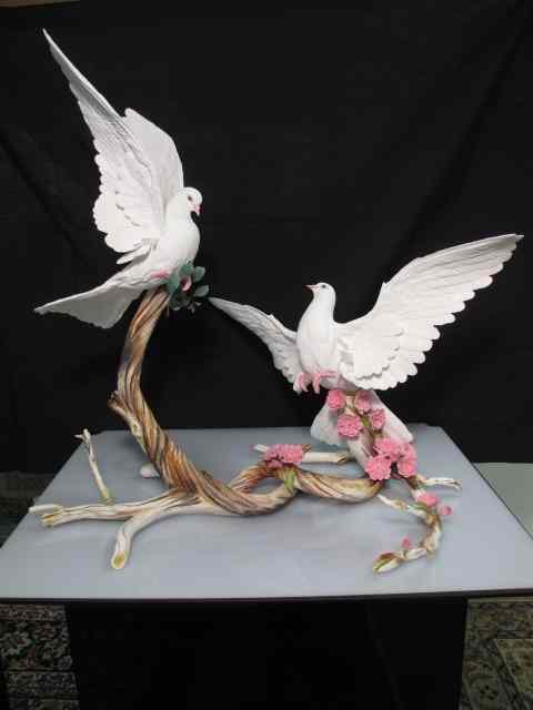 Appraisal: Boehm porcelain figurine ''White doves with cherry blossom'' Two part