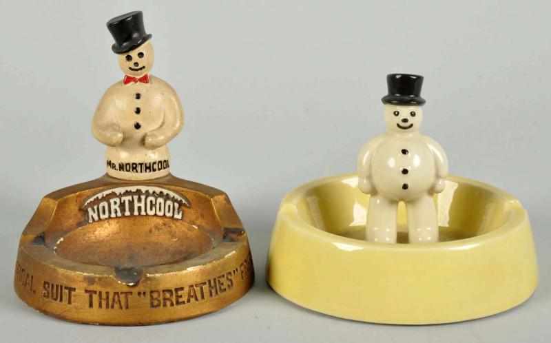 Appraisal: Lot of Snowmen-Themed Ashtrays Description Includes one plaster ashtray for