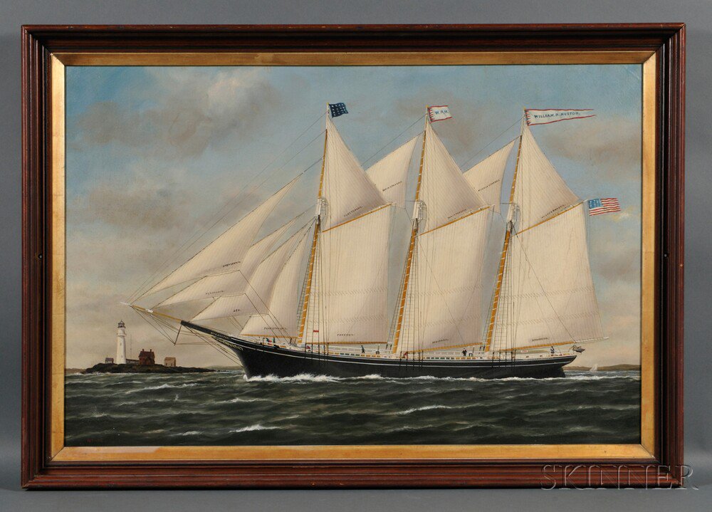 Appraisal: William P Stubbs American - Portrait of the Three-masted Schooner