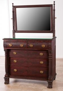 Appraisal: Mahogany Dresser w Mirror Circa Mid- th Century mahogany American