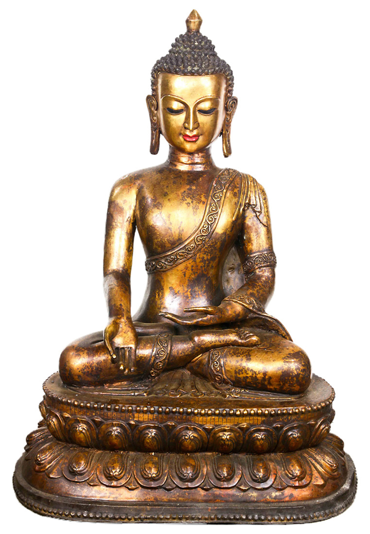 Appraisal: CHINESE BRONZE SEATED BUDDHA Chinese bronze seated buddha the deity