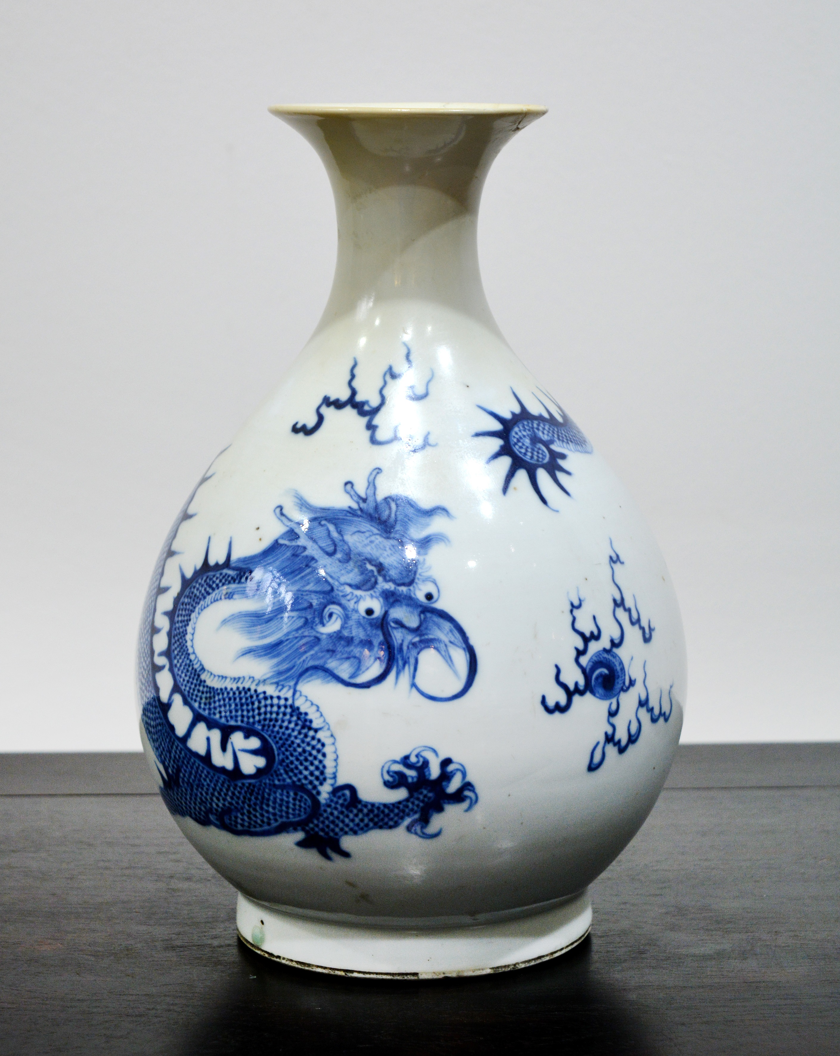 Appraisal: Blue and white porcelain pear-shaped bottle vaseChinese with trumpet mouth