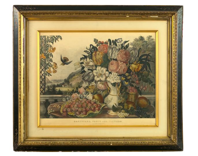 Appraisal: Currier and Ives American th Century Landscape Fruit and Flowers