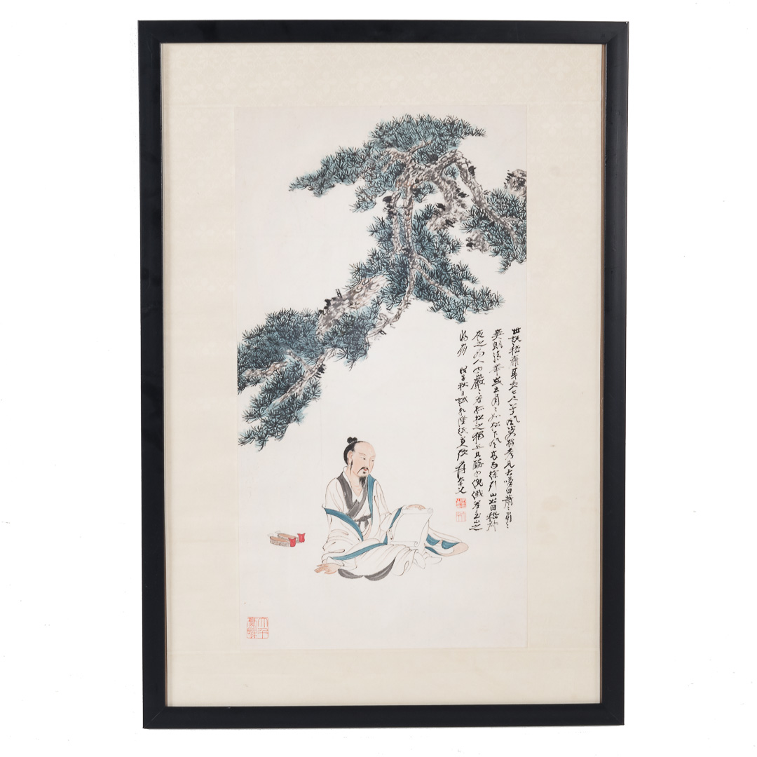 Appraisal: Chinese School th century gouache sage under tree pigment and