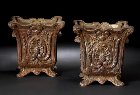 Appraisal: Pair of Dequenne et Compagnie Aishe Cast-Iron Cachepots third quarter