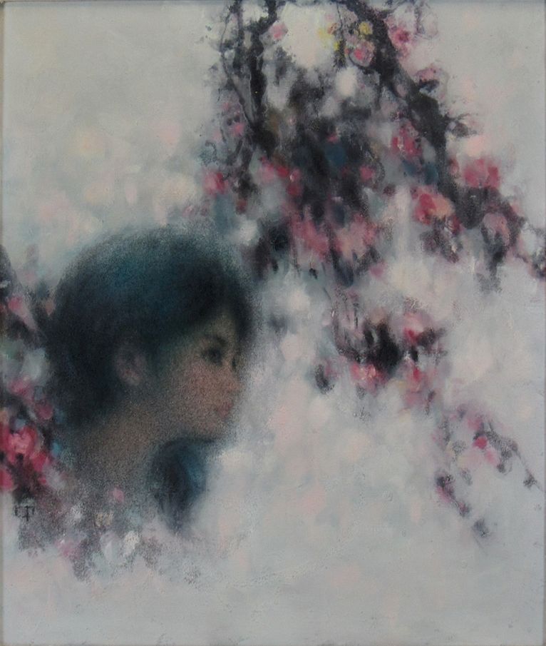 Appraisal: HU Chi-Chung Hu Qizhong Taiwan - Girl with Plum Blossoms