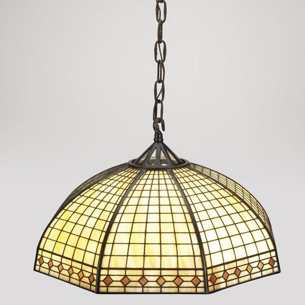 Appraisal: HANDELLeaded slag glass geometric chandelierRaised signature x