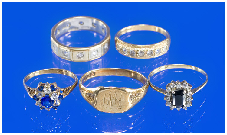 Appraisal: Collection Of Five ct Gold Dress Rings Weight Grammes