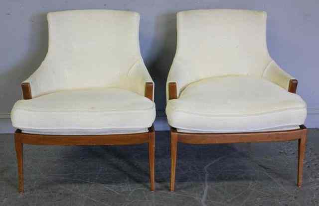 Appraisal: Pair of Midcentury Upholstered Club Chairs Possibly Robes John Gibbings