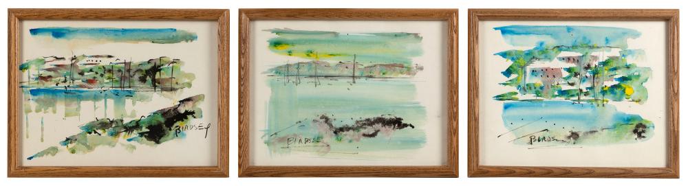 Appraisal: ALFRED BIRDSEY BERMUDA - THREE BERMUDA HARBOR VIEWS WATERCOLORS ON