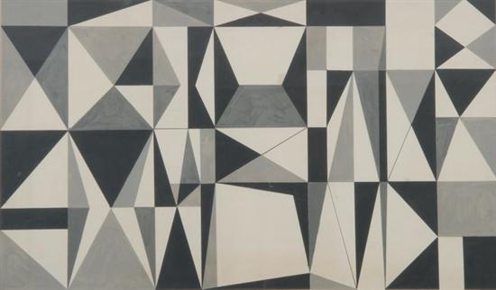 Appraisal: STUDY FOR FABRIC DESIGN mid th century Geometric black grey