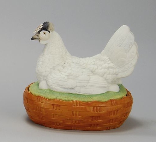 Appraisal: STAFFORDSHIRE HEN ON NEST Circa White hen with black and